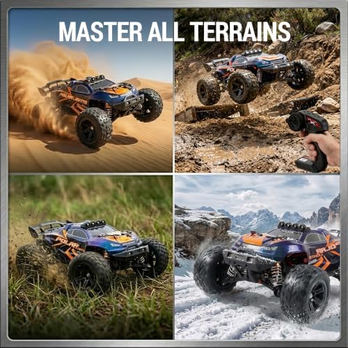 V3 1/14 Fast RC Cars for Adults, 4x4 Offroad Waterproof Monster Truck | 40+ mph High Speed Remote Control Drift Buggy Car , Electric Powered All Terrain Truggy with 2S Battery for Snow Sand