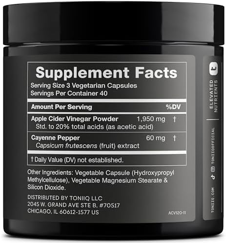 Toniiq Apple Cider Vinegar Capsules - Ultra High Potency 2,010mg Formula