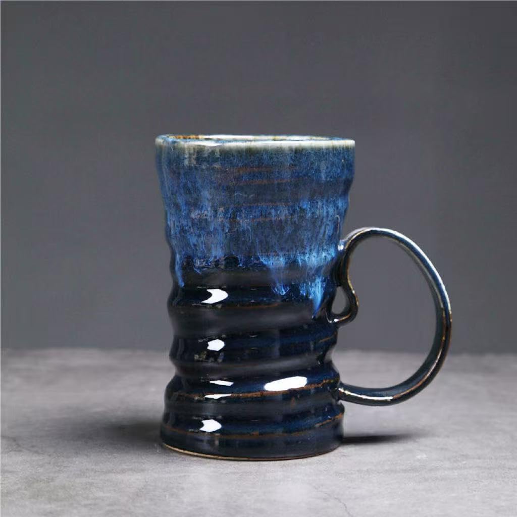 17oz Large Unique Cool Tall Handmade Ceramic Coffee Mug with Comfortable Big handle, Big Pottery Tea Mug, Artisanal Stoneware Coffee cup