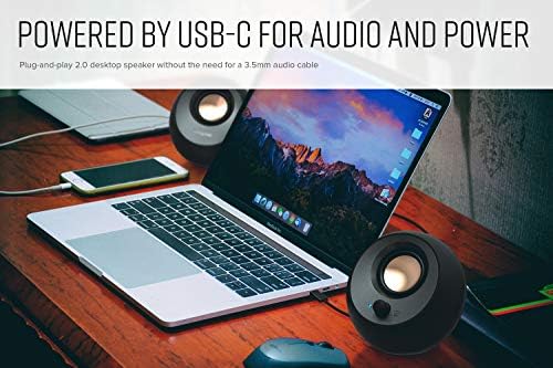 Creative Pebble V3, 2.0 USB-C Desktop Speakers, Bluetooth 5.0, Black