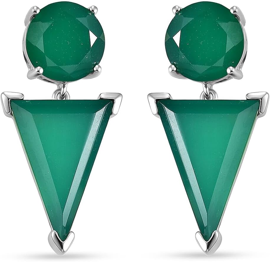Verde Onyx 24.50 ctw Earrings Pendant in Platinum Plated Steel Necklace 20"