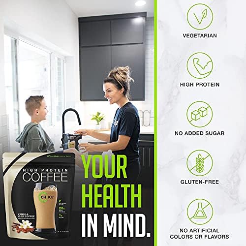 CHIKE Vanilla High Protein Iced Coffee, 20 G Protein, 2 Shots Espresso, 1 G Sugar, Keto Friendly and Gluten Free, 12 Single Serve Packets