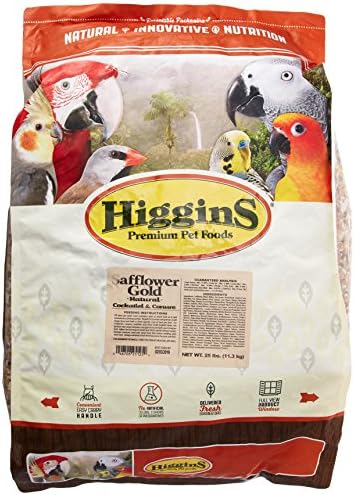 Higgins 466125 Safflower Gold Natural Food For Conure/Cockatiel, 25-Pound