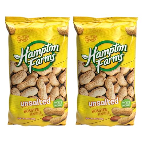 Hampton Farms Fancy Roasted In-Shell Unsalted Peanuts, 10 oz Bags, 2 Pack | Fancy roasted in-shell unsalted peanuts, USA grown, all natural