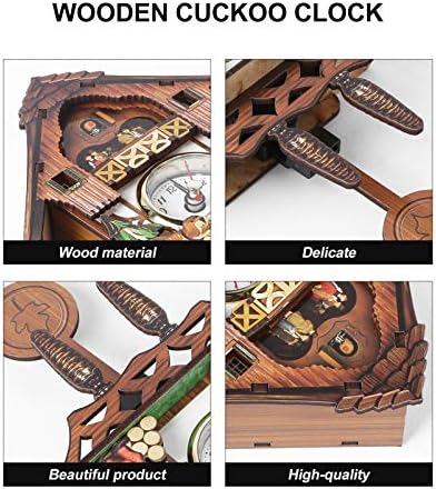 Vosarea Wooden Wall Clock,Small Clock Decor,Cuckoo Shaped Clock Antique Pendulum for Home Kids Room Bedroom Decor