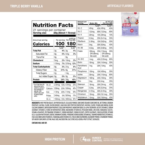 SlimFast High Protein Meal Replacement Shake Powder, 12 Servings (Pack of 2), Advanced Nutrition Smoothie Mix, Digestive Support, Gluten Free, Creamy Chocolate, 20g of Protein (Packaging May Vary)