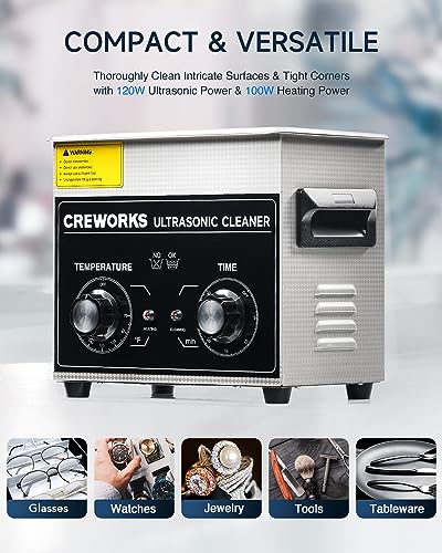 CREWORKS 3.2L Ultra Sonic Cleaning Machine - 120W Cavitation 100W Heat