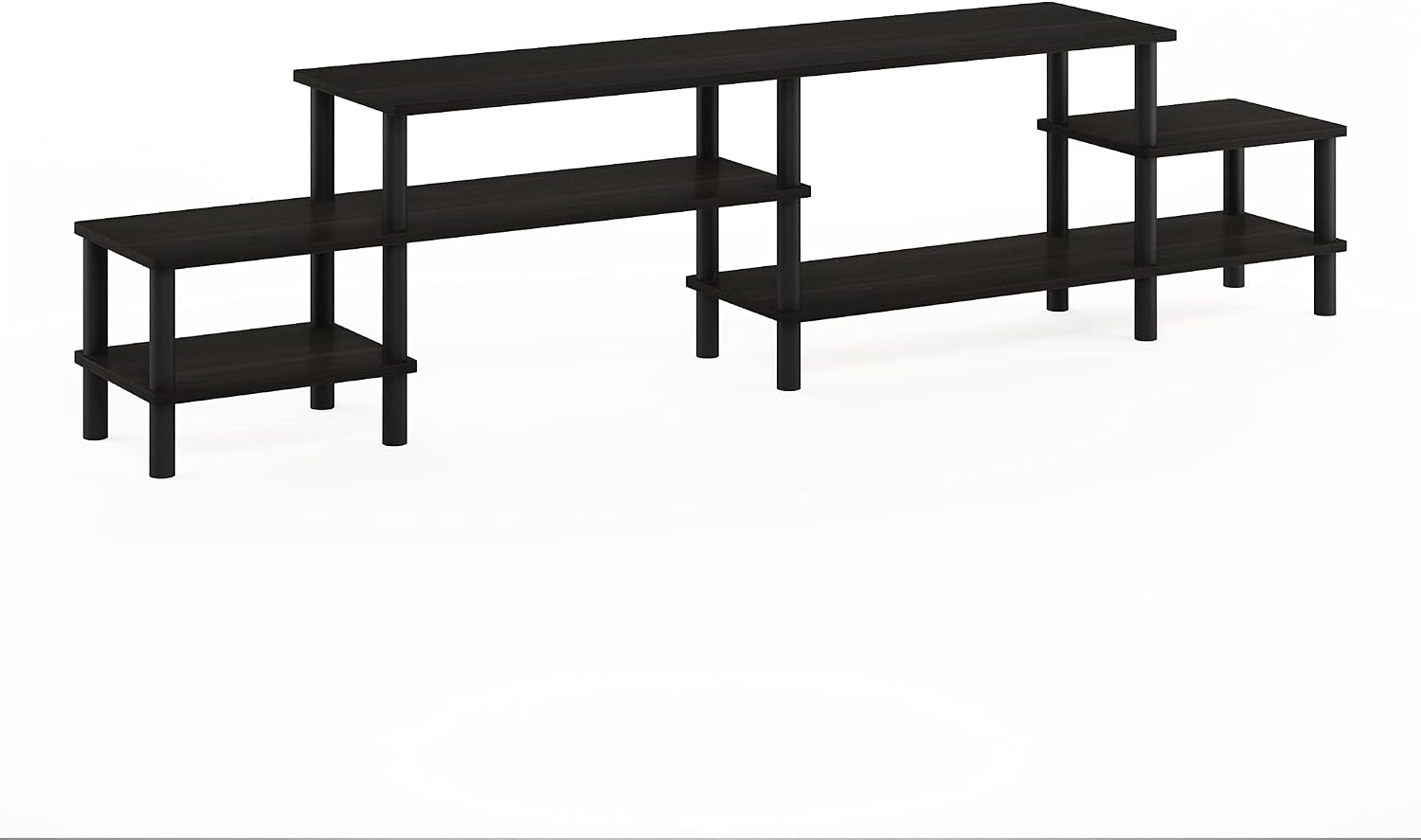 Furinno Nelly TV Stand, 3-Tier Entertainment Center with Open Shelves Storage, TV Console for TV up to 55 Inch, Soft Edges, for Living Room, Bedroom, Black