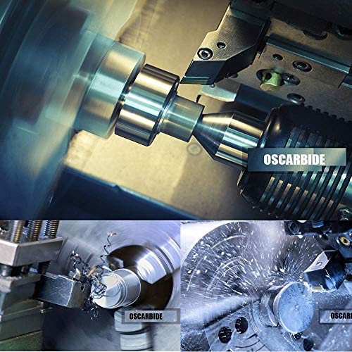 OSCARBIDE 1/2" Shank Nickel Plated 7-Piece Indexable Lathe Tool Holder Set | Turning/Grooving/Threading/Parting | Heavy-Duty CNC Tools | TiN Coated
