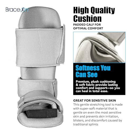 Brace On 90 Degree Night Splint, 3 Straps, Adjustable, Foam Wedge, Medium | Fits Men's Shoe Size 6-8 and Women's 7.5-9.5, Overnight Positioning, Ultra-Soft Materials, Removable Foam Wedge