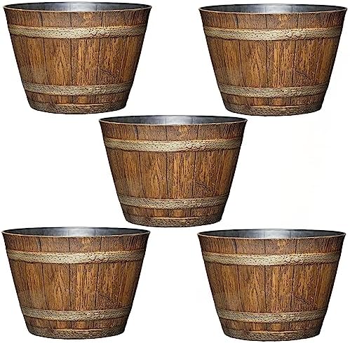 Whiskey Barrel Planter, 20.5", Distressed Oak