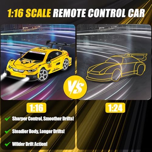 RC Drift Car, 1:16 Scale Drifting RC Cars 2.4GHz 4WD 40km/h | RC Race Car, High-Speed Remote Control Drift Car Vehicle, Racing Sport Toy Gift for Boys Girls Kids(Purple)