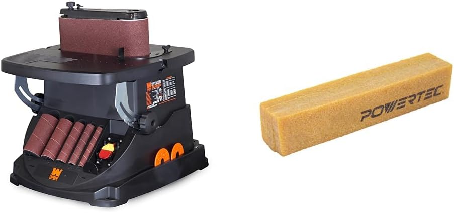 WEN 6524 Oscillating Belt and Spindle Sander & POWERTEC 71002V Abrasive Cleaning Stick for Sanding Belts & Discs | Natural Rubber Eraser