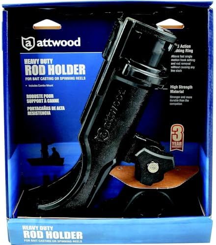 Attwood 5009-4 Heavy-Duty Adjustable Rod Holder with Combo Mount, Black Finish