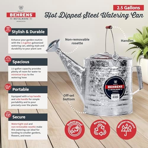 Behrens 208 2-Gallon Steel Watering Can, Silver