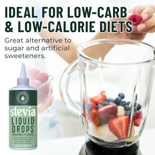 Stevia Liquid Drops, 8 Fl oz, 1823 servings, Pure Concentrated Drops with Zero Calories & Zero Carbs