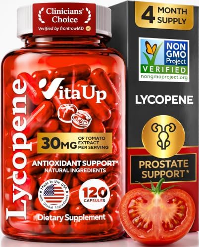 VitaUp Lycopene Supplements for Men – USA Made Prostate Supplements for Men with Natural Tomato Extract – Non-GMO Lycopene Supplement for Normal