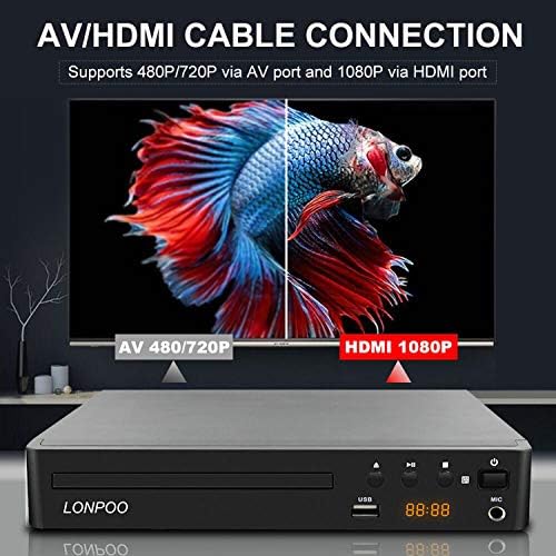 LONPOO DVD Players HDMI for TV, Compact Multi Region DVD Player
