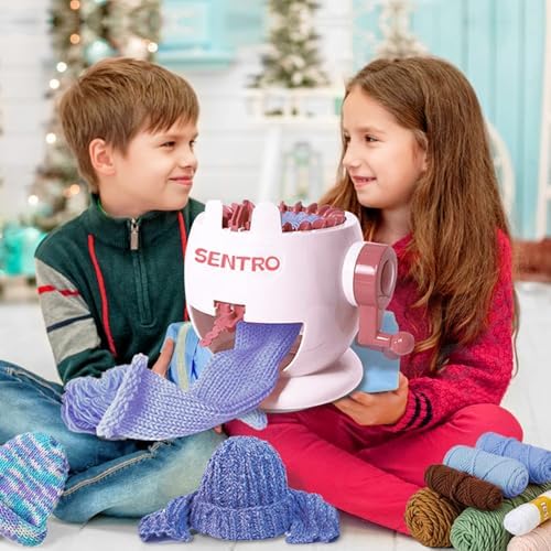 SENTRO Knitting Machine, 22 Needles Smart Knitting Round Loom, Knitting Board Rotating Double Knit Loom Machine for Kids