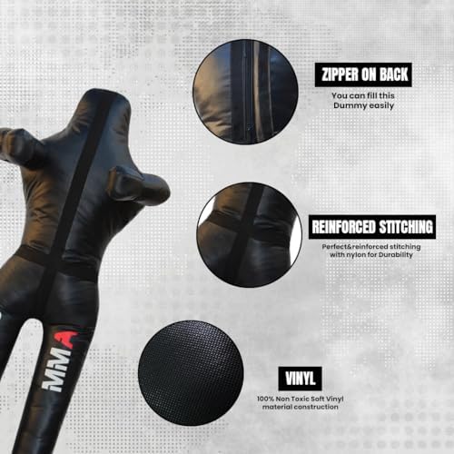 Bestzo MMA Grappling Dummy for Adult,Wrestling Dummy Jiu Jitsu, Judo Punching Bag Sparring Self Defense Training Dummy Black - Unfilled