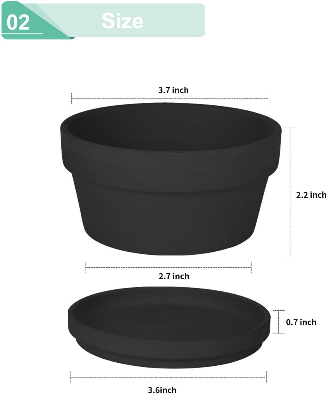 vensovo 3.7 Inch Terracotta Shallow Succulent Pots with Saucers, 6 Pack