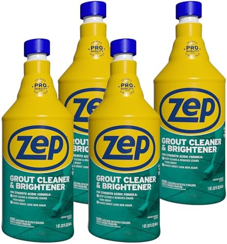 Zep Grout Cleaner and Brightener - 32 Ounce (1 Bottle) - ZU104632 - Deep Cleaning Formula Removes Old Stains From Grout