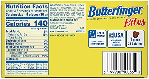Butterfinger Full Size Candy Bar, 18 Count, Crispety Crunchety Peanut-Buttery On-The-Go Sweet Treat, 1.9 oz Each