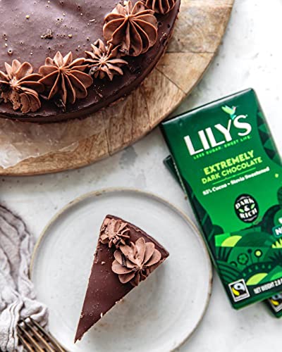 Extremely Dark chocolate Bar by Lily's | Stevia Sweetened, No Added Sugar, Low-Carb, Keto Friendly | 85% Cocoa | Fair Trade