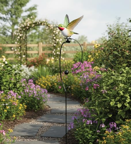 Regal Art & Gift Rocker Hummingbird Garden Stake, Kinetic Metal Yard Art