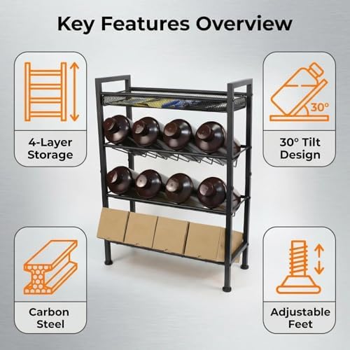 3D Printer UV Resin Bottle Storage Rack, 4 Tier 12 Bottles (1kg) | Carbon Steel Grid Design Heavy Duty Holder
