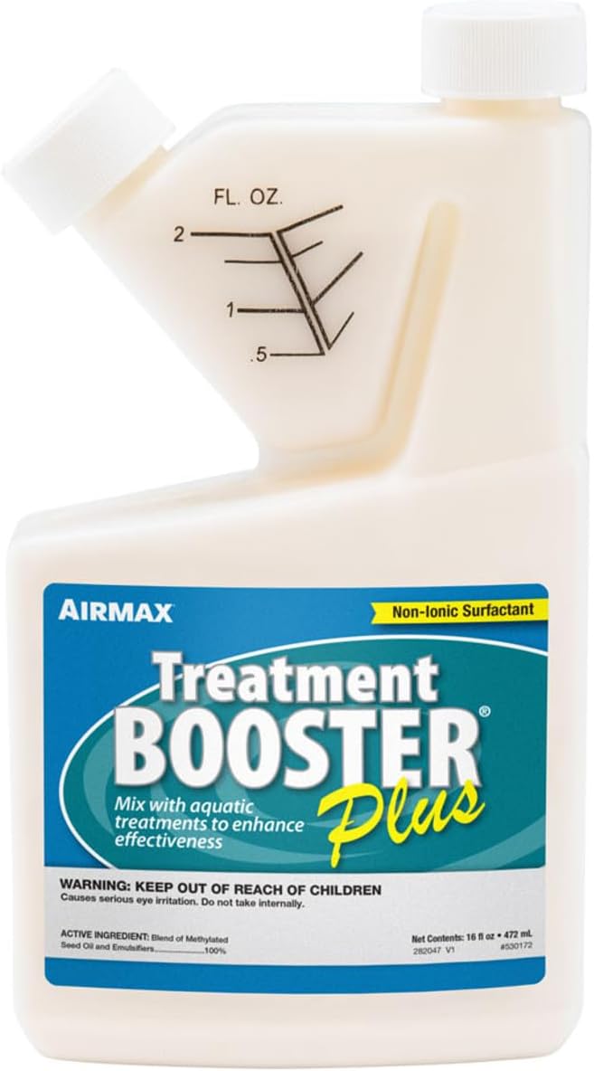 Airmax Treatment Booster Plus Aquatic Surfactant for Herbicide, 16 Ounces | Non-ionic solution for pond algaecide and herbicide treatments, safe liquid vegetation treatment