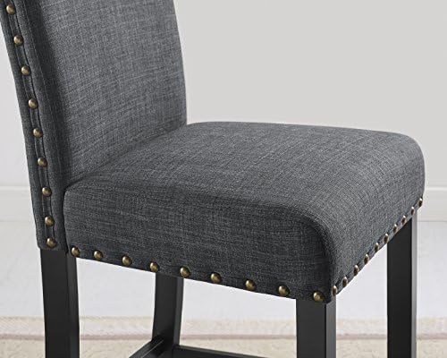 Biony Blue Fabric Counter Height Stools with Nailhead Trim, Set of 2