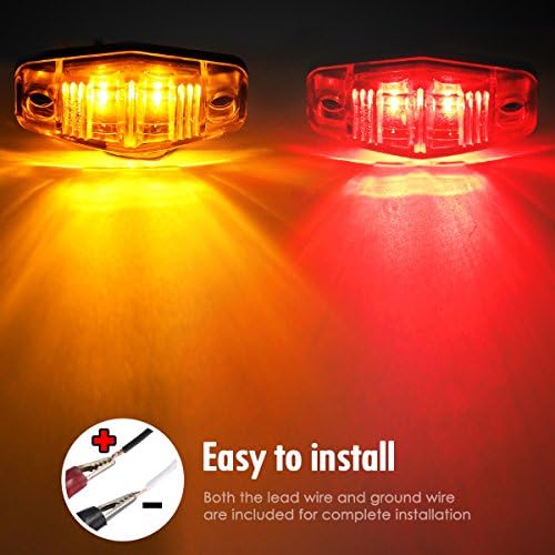 Partsam Submersible Under 80" LED Trailer Light Kit, Square Stop Turn Tail RV Truck Lights w/Wire &Bracket, Red/Amber Side Fender Marker Lamps