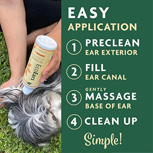 EcoEars Dog Ear Cleaner – Natural Multi-Action Formula for Ear Infection, Bad Discharge & Odor – Removes Foreign Matter & Cleans Difficult Ears - 8fl oz.