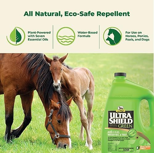 Absorbine UltraShield Green Natural Insect Repellent, 128 fl oz Gallon | Use on Horses & Dogs, Botanical Essential Oils, Daily Use, Repels 70+ Species Including Flies, Mosquitoes, Gnats & Ticks