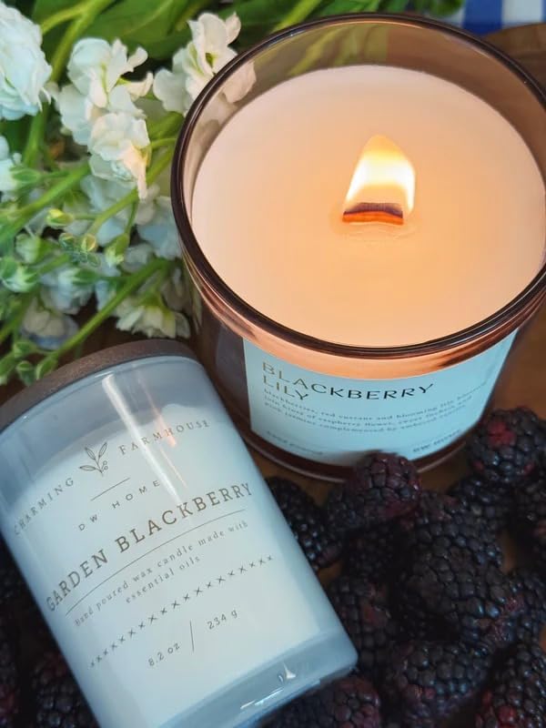 Charming Farmhouse by DW Home Vanilla Brûlée Scented Candle, 8 oz Wooden Wick Candle, Vanilla Bean, Toffee & Toasted Marshmallow Fragrance, Up to 40H Burn Time