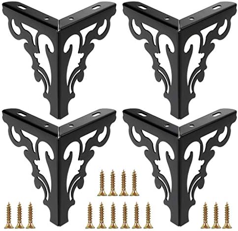OwnMy 4PCS Metal Furniture Legs Feet, Modern Sofa Cabinet Legs for Repairs | 15cm / 6 Inch Sofa Legs for Dresser, Wardrobe, Tea Table, Worktop, Shelves, Bed, Weight Capacity of 550 lbs Per Leg, Black