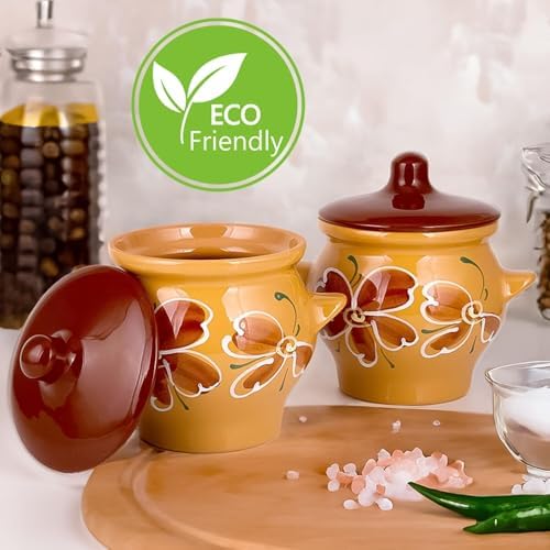 Borisov Stewing Ramekin Clay Pots for Cooking, Dutch Oven Pot With Lid, Cooking Pot, Earthenware Pot, Stockpot with Lid