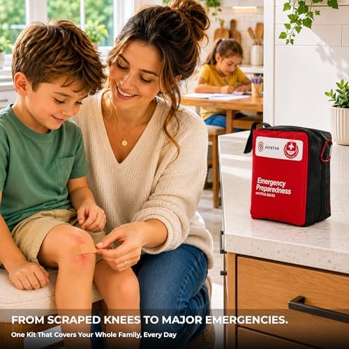 Safeton 180-Piece First Aid Kit, Portable Emergency Preparedness Medical Supply Bag for Home, Car, Travel, Camping, Hiking and Outdoor Activities