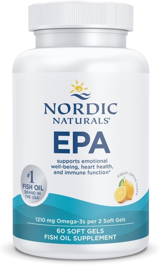 Nordic Naturals EPA, Lemon - 60 Soft Gels - 1210 mg Omega-3 - High-Intensity EPA Formula for Positive Mood