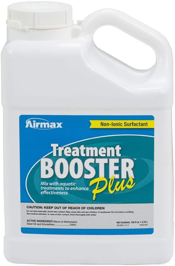 Airmax Treatment Booster Plus Aquatic Surfactant for Herbicide, 16 Ounces | Non-ionic solution for pond algaecide and herbicide treatments, safe liquid vegetation treatment