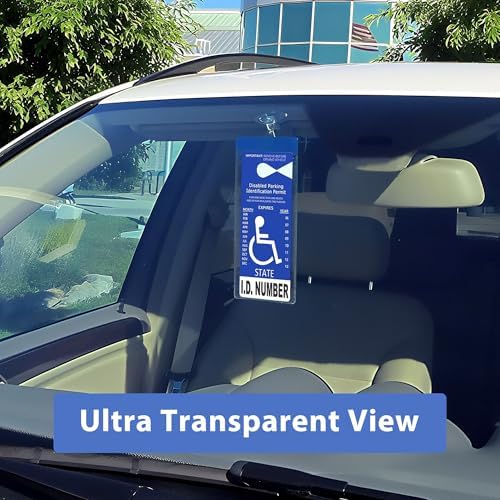 LotFancy Handicap Parking Placard Holder Cover, Disabled Parking Permit with Large Hanger for Autos, Pack of 4