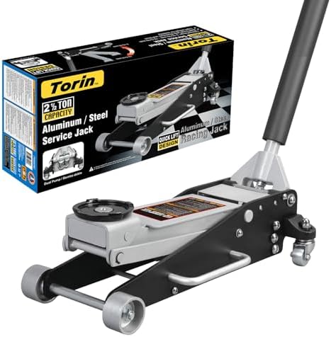 Torin TAM815016L Hydraulic Low Profile Aluminum and Steel Racing Floor Jack with Dual Piston Quick Lift Pump, 1.5 Ton (3,000 lb) Capacity, Black