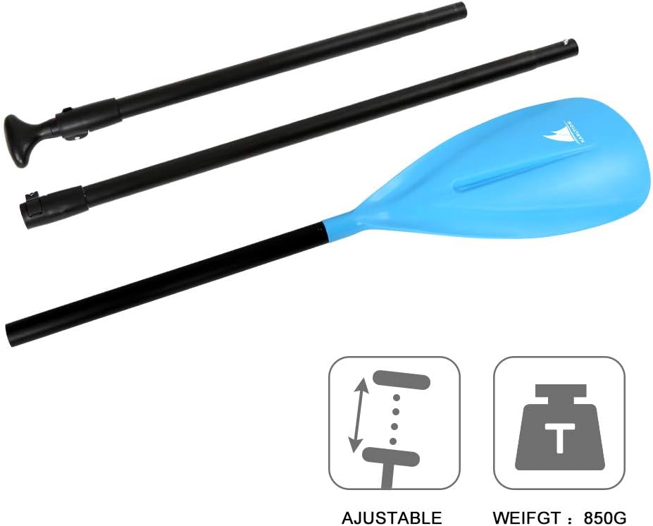 Karltion SUP Paddle - 3-Piece Adjustable Aluminium SUP Paddle with Glass Fiber Blade for Surfing, Floating, Water Sports