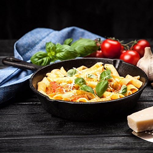Cast Iron Skillet 3-Piece Set w/Cookbook - Heavy-Duty Professional Restaurant Chef Quality Pre-Seasoned Pan Cookware - 10", 8", 6.25" Pans - For Frying, Saute, Cooking, Pizza - Black