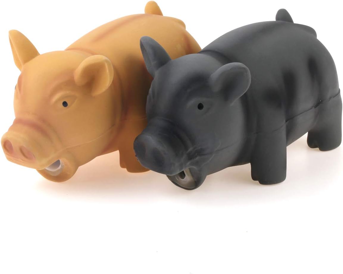 CHIWAVA 2PCS 6.5" Latex Cube Pig Dog Toy for Medium Large Dogs Grunt Sound