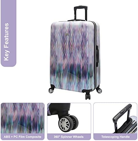 Steve Madden Luggage Collection - 3 Piece Hardside Lightweight Spinner Suitcase Set - Travel Set includes 20 Inch Carry On, 24 inch and 28 Inch Checked Suitcases (Diamond)