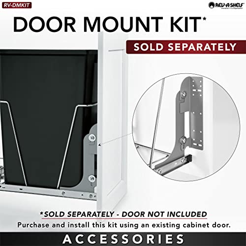 Rev-A-Shelf Single 35 Qt Pullout Trash Can for Base Kitchen Cabinets | Garbage Waste Bin System with 3/4 Extension Slides, Min Opening Width of 11, White, RV-12PB