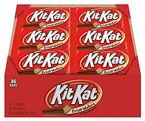 KIT KAT Milk Chocolate Wafer Candy Bars, 1.5 oz, 36 ct | Crisp Wafers Covered in Milk Chocolate, Kosher, Individually Wrapped Chocolate Candy for Lunch Boxes and Sharing, 36 ct