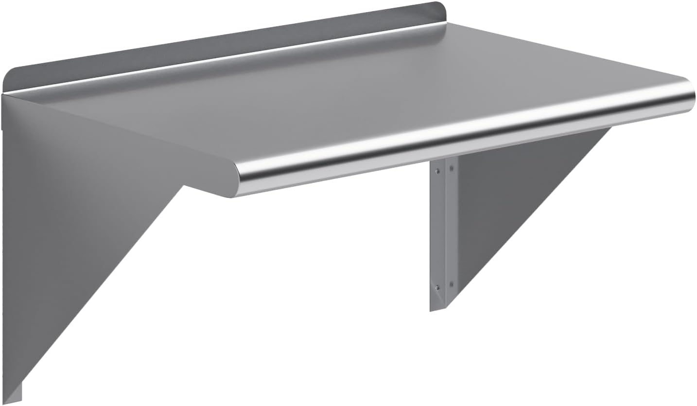 AmGood 24" Long X 18" Deep Stainless Steel Wall Shelf | NSF Certified | Appliance & Equipment Metal Shelving | Kitchen, Restaurant, Garage, Laundry, Utility Room